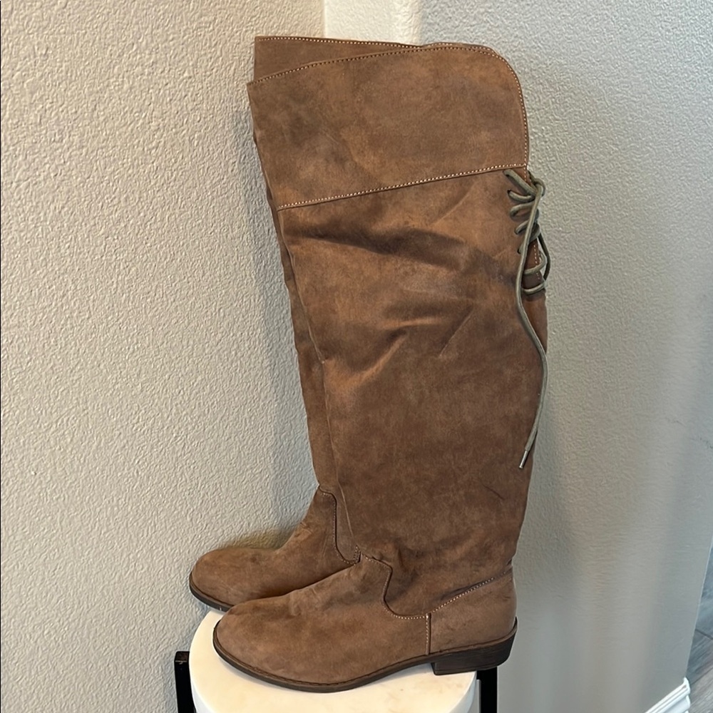Madden Girl Brown Over the Knee Boots with Suede Finish
